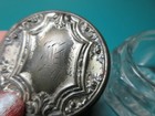 1 5  Antique 1900s Pressed Glass Powder Vanity Box Jar Silver Embossed Lid 