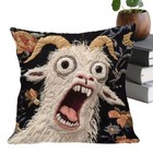 Surreal Art Screaming Goat Linen Pillow Covers Cushion Case Housewarming Gift