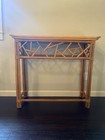 Vintage Mid Century Modern Boho Bamboo Rattan Entry Table