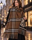 Burberry Reversible 100  Cashmere Oversized Scarf Knight Plaid Fringe Scotland  