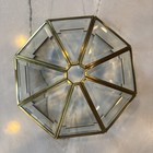 Vintage Octagon Panel Brass Beveled Glass Brass Trim Shade Ceiling