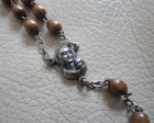 Vintage Brown Wood Oval Bead Catholic Five Decade Rosary Italy 18   