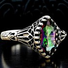 Deco Vintage Style 925 Sterling Silver 1 00 Ct Mystic Quartz Filigree Ring   711