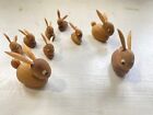 Lot Of 9 Vtg 60 s Mid Century Teak Feri Italy Bunny Rabbits  Danish Modern Style