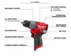 Milwaukee M12 Fuel 1 2 Inch Hammer Drill driver 3404-20  tool Only     New   