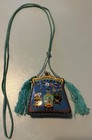 Vintage Chinese Cloisonn   Purse Trinket Box Necklace Floral Enamel Stash Box