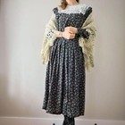 Vintage 80s Black Pink Cottage Prairie Grandmacore Victorian Floral Dress