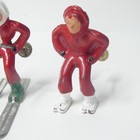3 Skier Figures Vintage Lead Metal   Plastic Barclay  Skiing