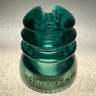 Hemingray Glass Insulator No  42 Beautiful Dark Aqua Beaded Bottom - Excellent