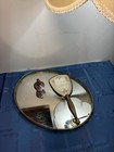 Vintage Vanity Oval Mirrored Tray Hand-held Mirror Perfume Bottle Gold Tone 