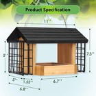 Wooden Bird Feeder Large Capacity Wood Birdfeeder For Feeding Outside Garden Wil