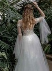 Bohemian Chiffon Wedding Dress Lace Applique Flared Sleeve Bridal Gowns