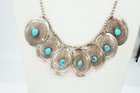 Vintage Native American Navajo Sterling Silver Turquoise Concho Necklace 22 