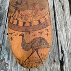 Australian Aboriginal Wooden Carved Shield  Wire Burnt Decoration 22   x8 1 4   