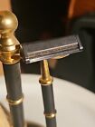 Brass Razor   Shaving Brush On Stand 3-piece Set Vintage