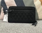 New  Vera Bradley Classic Black Rfid Turnlock Wallet Microfiber