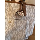 Michael Kors Jet Set Signature Leather Tote In Vanilla