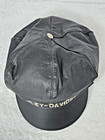 Vtg Harley-davidson Leather Biker Cap Hat Small Greek Fisherman Outlaw Usa