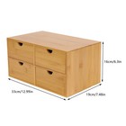 Bamboo Desk Organizer With 4 Drawers  Office Tabletop Storage Organization Box