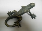 2 Cast Iron Green Lizard Garden Statue Gecko Western Ranch Home Decor