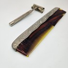 Vintage Vanity Hair Comb Silver Trim - Tortoise Shell Teeth- With Vintage Shaver