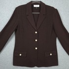 St John Jacket Womens 10 Santana Knit Chocolate Brown Wool Rayon Designer Blazer