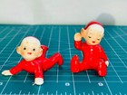 Vintage Mini Red Christmas Pixies Lot Of 2 Baby Elf Elves Ceramic Model F-688