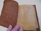 Antique Vintage Leather Needle Case - Doeskin Suede Pages Inside - Book Type