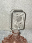 Vintage Czech Pink Glass 4 5  Perfume W  Etched Flower Stopper