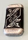 Antique Vintage Victorian Mono Horse Head Metal Tin Vesta Match Safe Case Holder