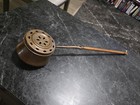 Antique Copper Bed Warmer With Wooden Handle     Rustic Farmhouse Item