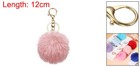 Peach Pink light Gold Pom Pom Keychain Faux Rabbit Fur Fluffy Pompoms Keyring