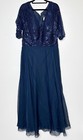 New La Femme Sequin Top Chiffon Gown Women s Navy Mother Of The Bride Size 16