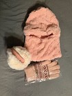 Pink Winter Beanie Hat Scarf Gloves Set 3-piece