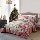 3 Piece Christmas Quilt Rustic Western Lodge Cabin Bedspread  Quilt Set Snow Man