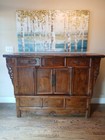 Antique 19-century Chinese Sideboard Server Buffet Table With Drawers And Shelf