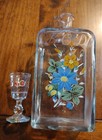 Stiegel Style Half Post Blown  Enameled  Case Bottle   Hand Blown Cup  1863