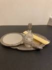 Vintage Silver Plated Vanity Dresser Set Comb Mirror Perfume Bottle On Tray