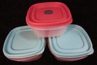 Lot Of 3 Rubbermaid 5 Cup  7j62 Clear Square Food Containers One With Vent Lid