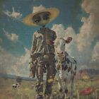 Alien Cow Abduction Wall Art  Retro Sci-fi Western Decor  Farm Cattle Ufo Poster