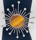 Vintage To  o Taxco Sterling Silver Mexico Modernist Tigers Eye Pendant Brooch