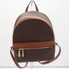 Michael Kors Abbey Medium Backpack Brown Signature Logo Mk Gold Hardware Bag