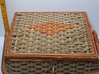 Vintage Woven Sewing Basket Box Taiwan Woolworth Craft Storage W Supplies