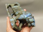 Tiger Figurine Labradorite Gemstone 6 25 Inch Animal Carving  o531