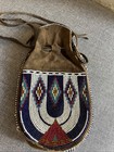 Vintage Native American Indian Leather Hide Beaded Medicine Tobacco Bag Pouch