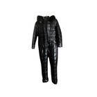 Womens  Black Puffer Snowsuit Fur Hood Ski Jumpsuit Winter Warm Large