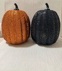 Glitery Black And Orange Pumpkins Lightup  they Will Need Batteries To Work 