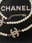 Pale Gold-tone Cc Chanel Long Necklace With Pearls