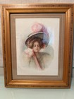 Vintage 1907 Framed Print By A  Fox 6x8 Paper Lithograph Of Victorian Woman Nice