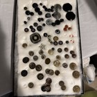 Vintage Antique Mixed Button Collection Framed Shadow Box Display Art Craft Lot